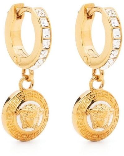 Versace Hoop Earrings With Medusa Decoration - Metallic