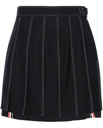 Thom Browne Fresco Pleated Mini Skirt - Black