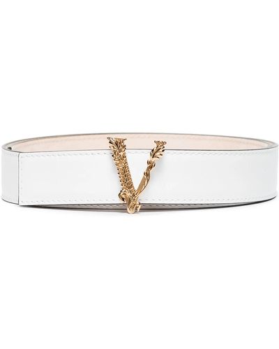Versace Belt With Virtus Buckle - White