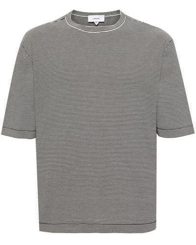 Lardini Striped Cotton T-Shirt - Grey
