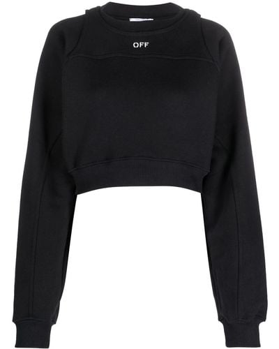Off-White c/o Virgil Abloh Off- Cropped Sweatshirt With Print - Black