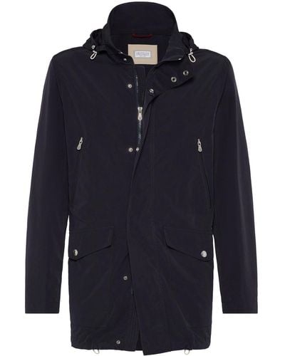 Brunello Cucinelli Parka With Removable Hood - Blue