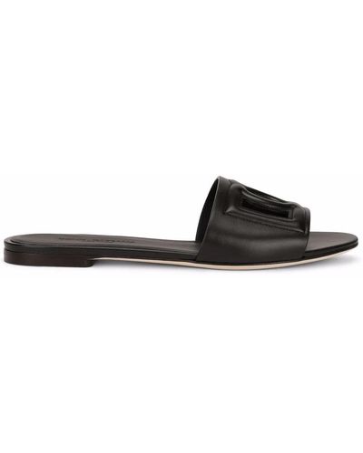 Dolce & Gabbana Dg Millennials Slide Sandals With Logo - Black