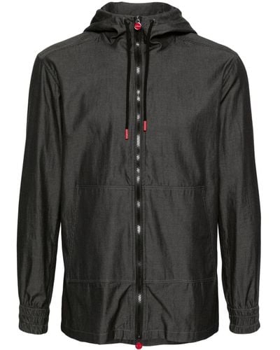 Kiton Shirt Jacket With Hood And Zip - Black