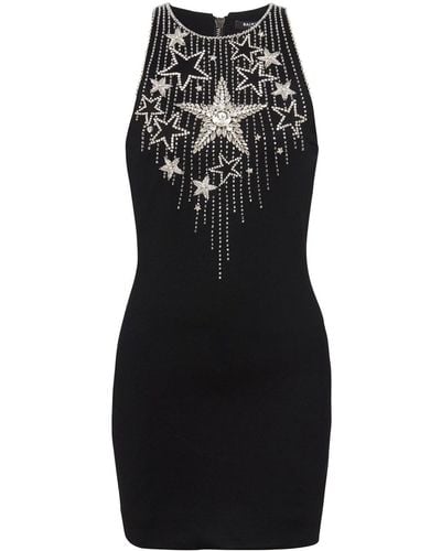 Balmain Falling Stars Short Dress With Embroidery - Black