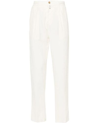 Kiton Tapered Trousers With Elasticated Waist - White