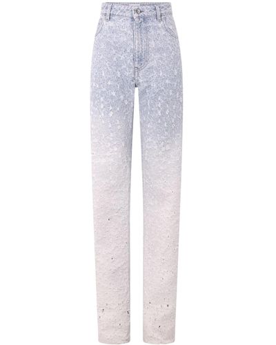 Rabanne Straight Jeans With A Worn Effect - White