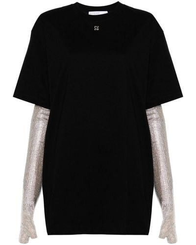 GIUSEPPE DI MORABITO T-Shirt Style Dress With Fingerless Gloves - Black