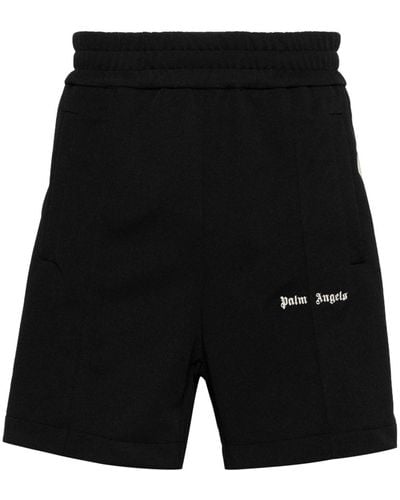 Palm Angels Sports Shorts With Embroidery - Black