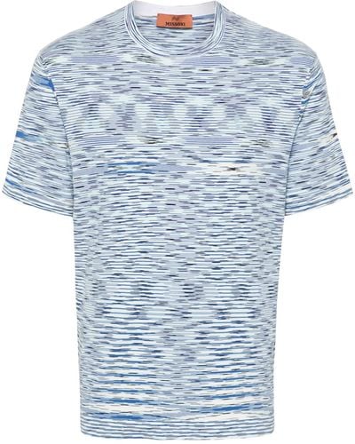 Missoni Cotton T-Shirt With Dash Print - Blue