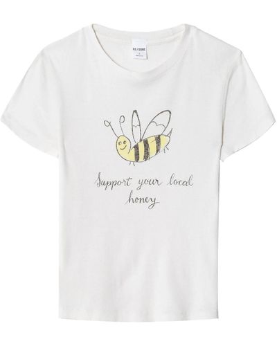 RE/DONE T-Shirt With 90S Baby Local Honey Print - White