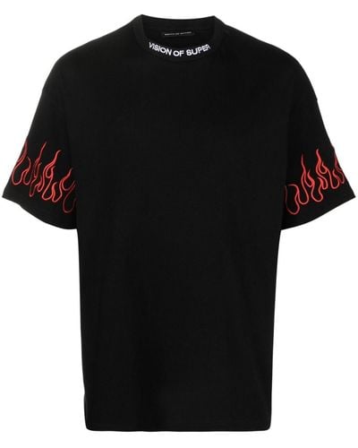 Vision Of Super T-Shirt With Flames - Black