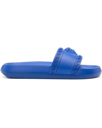 Versace Medusa Head Slide Sandals - Blue