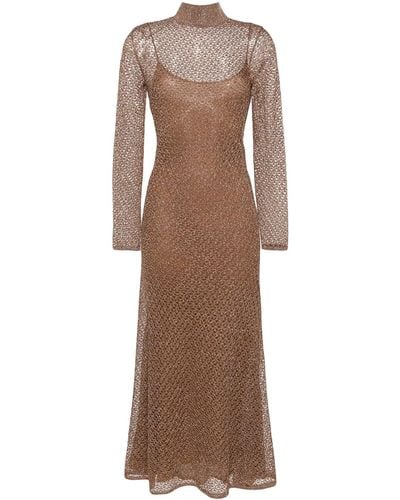 Tom Ford Long Perforated Dress - Brown
