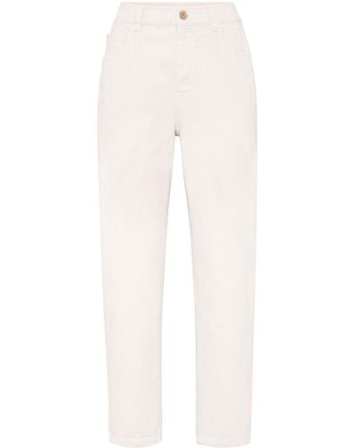 Brunello Cucinelli Straight High-Waisted Jeans - White