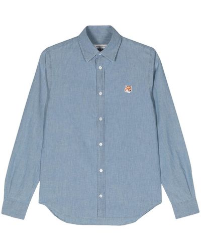 Maison Kitsuné Camicia Con Applicazione Fox Head - Blu