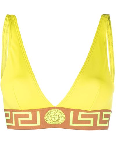 Versace Greca Bikini Top - Yellow