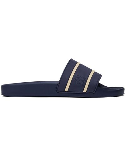 Brunello Cucinelli Slide Sandals With Embossed Logo - Blue