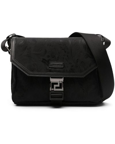 Versace Neo Nylon Jacquard Messenger Bag - Black