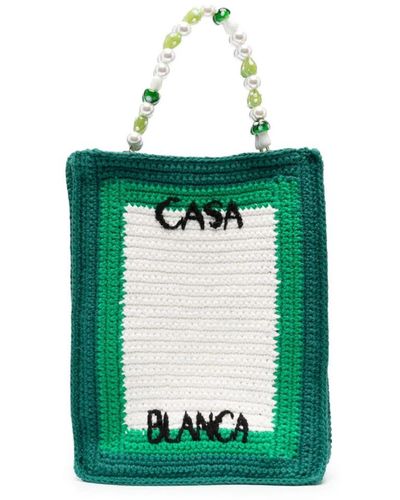 Casablancabrand Crochet Tennis Club Tote Bag - Green