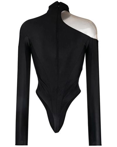 Mugler Long Sleeve Illusion Bodysuit - Black