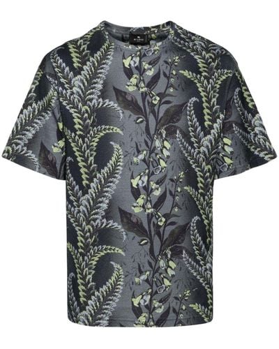 Etro T-Shirt Con Stampa Foliage - Grigio