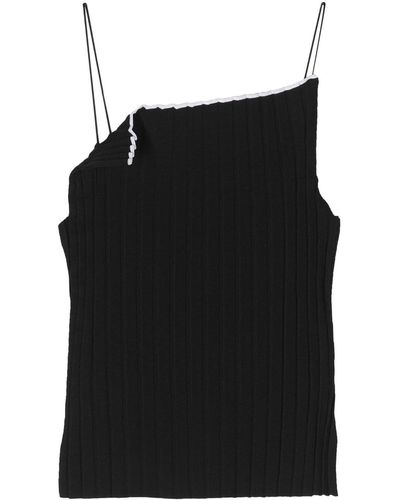 Jacquemus Le Haute Pleated Knit Top - Black