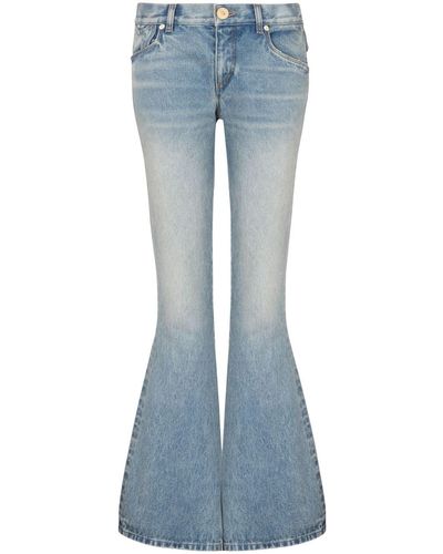 Balmain Western Flared Jeans With Low Waist - Blue