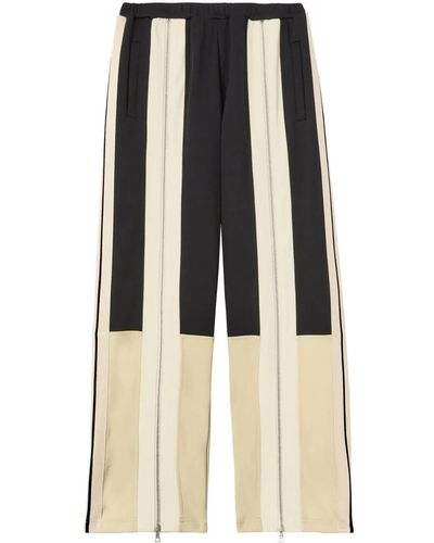 Palm Angels Striped Trousers With Zip - Black