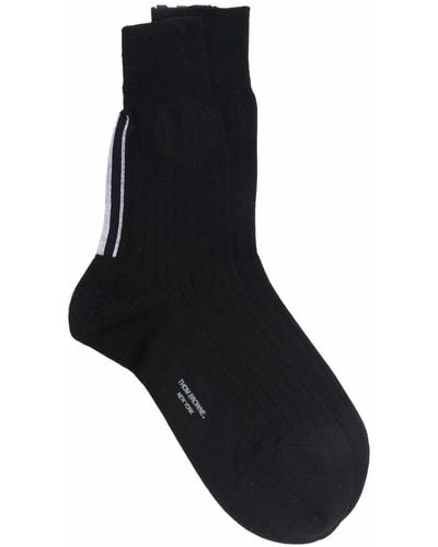 Thom Browne Grosgrain-trim Ankle Socks - Black