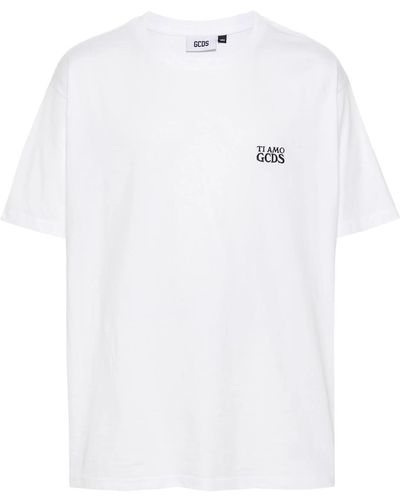Gcds Cotton T-Shirt With Embroidered Logo - White