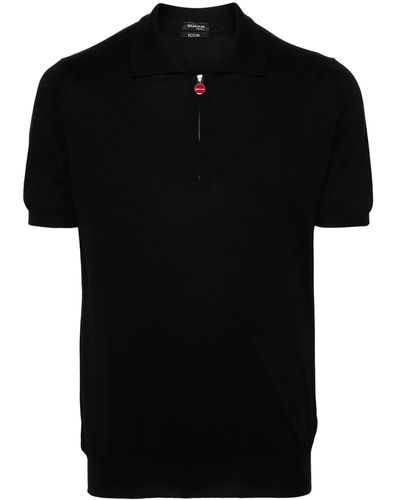 Kiton Ribbed Cotton Polo Shirt - Black