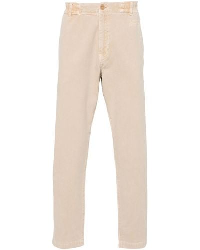 Moschino Tapered Trousers With Embroidery - Natural