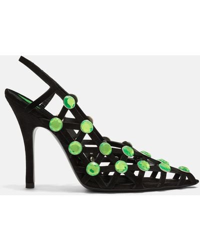 The Attico ''grid'' Slingback Black And Fluo Green