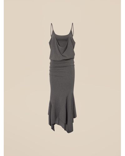 The Attico Dark Gray Midi Dress - Natural