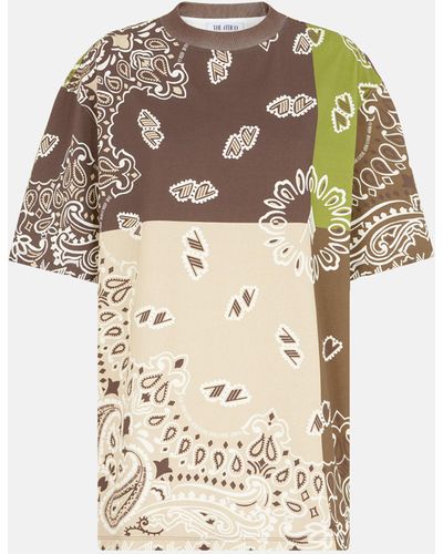 The Attico Multicolour Green, Brown And Beige T-shirt - Natural