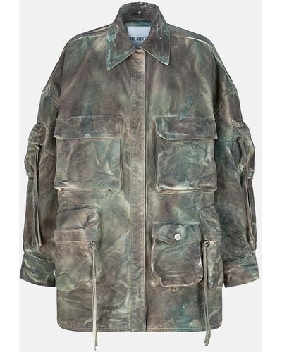 The Attico ''fern'' Stained Green Camuflage Short Coat - Gray