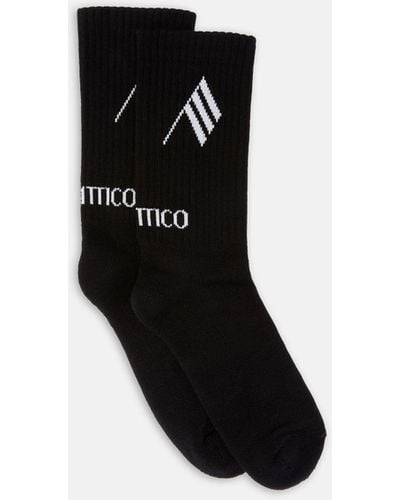 The Attico Black And Milk Short Length Socks