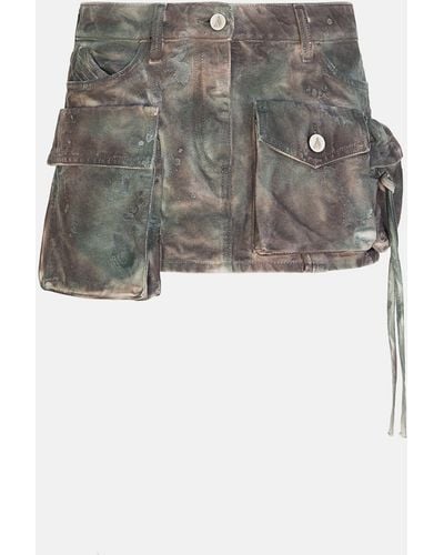 The Attico ''Fay'' Stained Camouflage Mini Skirt - Gray
