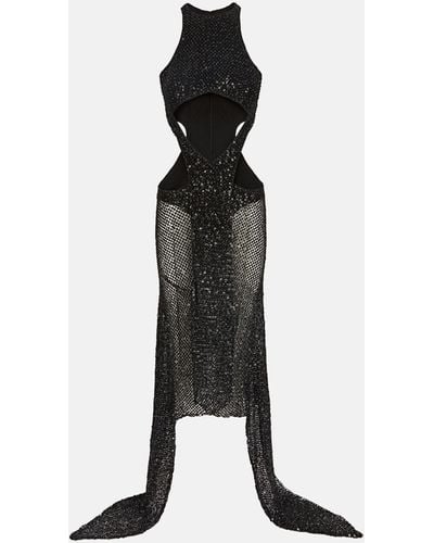 The Attico Magnolia Sequin-embellished Net Dress - Black