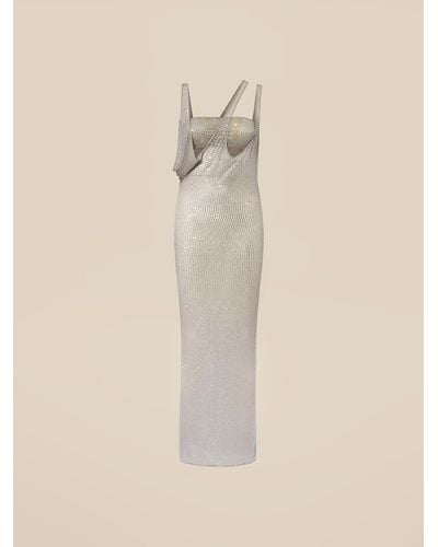 The Attico Pearl Gray Midi Dress - Natural