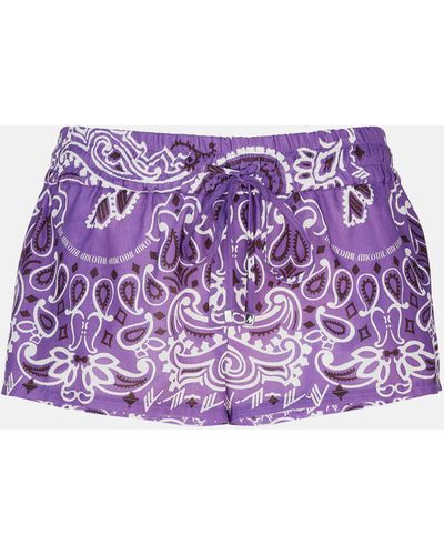 The Attico Violet, Brown And White Short Trousers - Purple