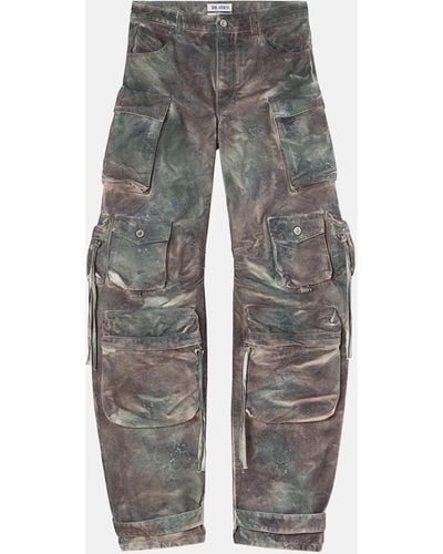The Attico 'fern' Stained Green Camouflage Long Pants - Gray