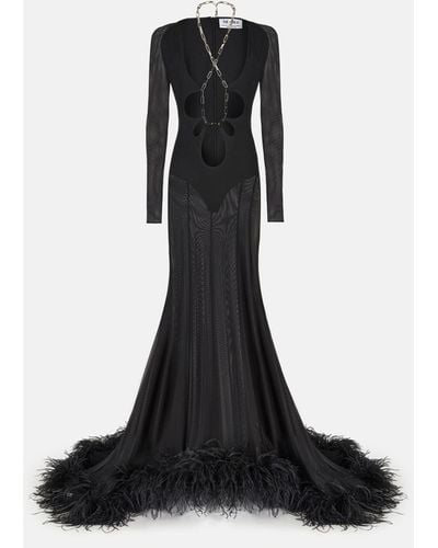 The Attico ''karen'' Black Long Dress