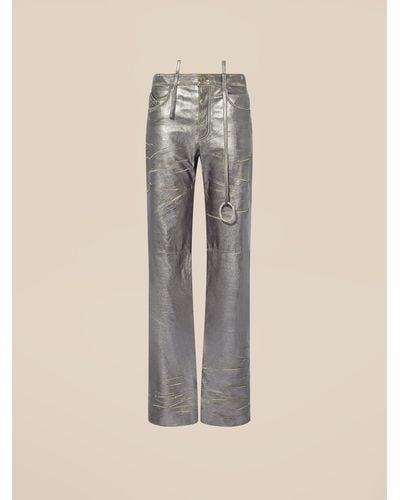 The Attico Silver Long Pants - Natural