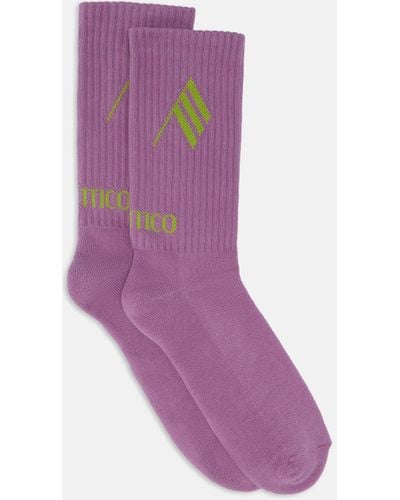 The Attico Violet And Light Green Short Length Socks - Purple