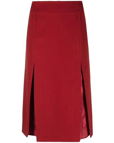 Victoria Beckham Double Layer Slit Skirt - Red