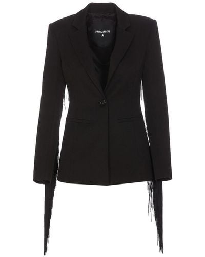 Patrizia Pepe Fringe Blazer With Button - Black