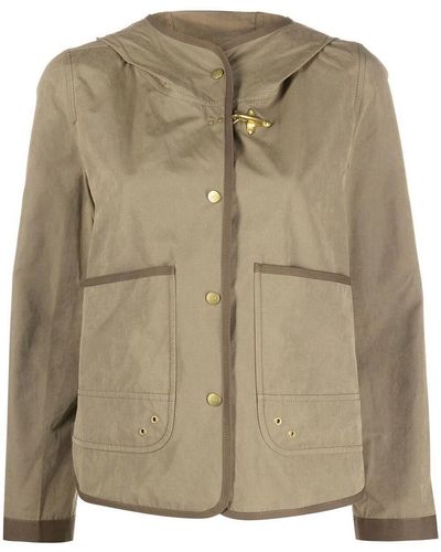 Fay Hooded Jacket With Snap Buttons - Natural