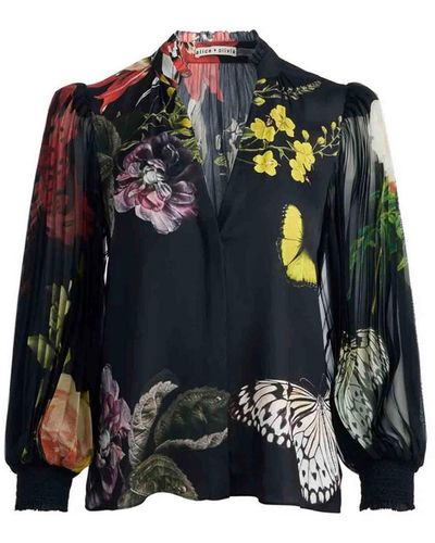 Alice + Olivia Black/multicolor Pleated Blouse